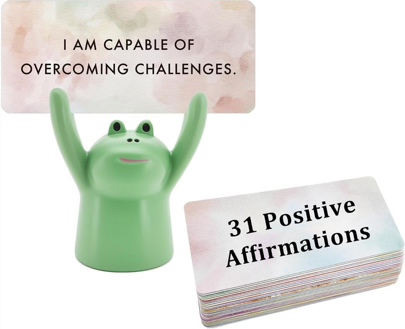 ZEARPT Affirmation Card Deck for Women, Self Care Gift, Positive Affirmation Cards with Holder, Gift for Her, Daughter, Niece, Sister, Daily Affirmations, Midlife Manifestation Gift (Green - Frog) - Image 1
